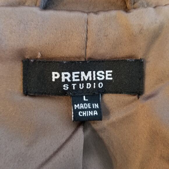 Premise Studio Women's Faux Suede Brown Moto Asymmetrical Zip Jacket Size Large - Picture 3 of 7